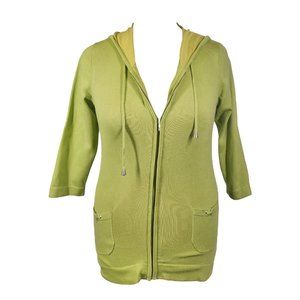 CHICO'S Women's Full Zip Cardigan Sweater Jacket Green Sz 0 Small Hoodie
